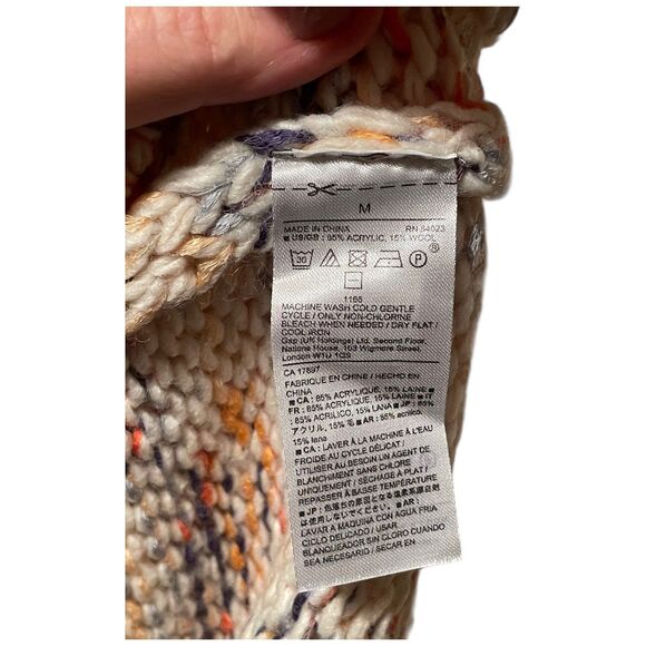Gap ivory multicolor marled pullover sweater wool blend size Medium M - Picture 9 of 12